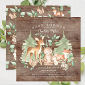Rustic Woodland Animals Baby shower Kaart