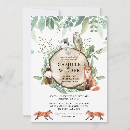Rustic Woodland Animals Baby shower Kaart (Voorkant)