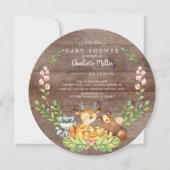 Rustic Woodland Animals Baby shower Kaart (Voorkant)