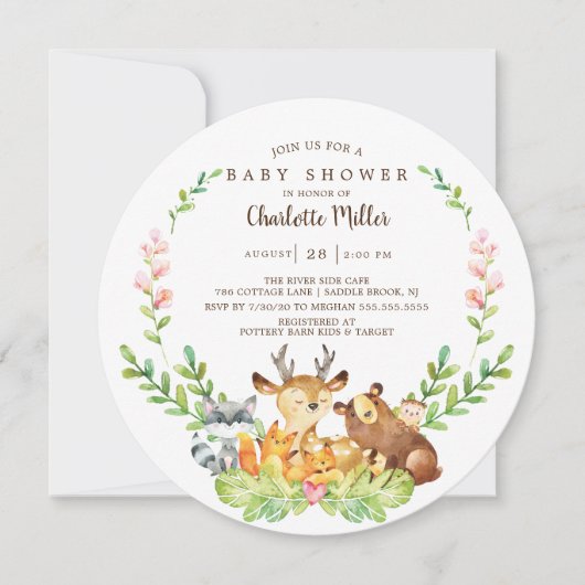 Rustic Woodland Animals Baby shower Kaart (Voorkant)
