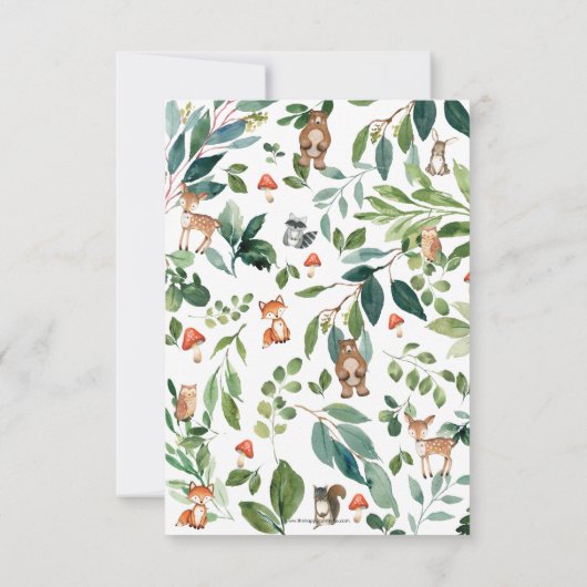 Rustic Woodland Animals Baby shower Neutral Boy Bedankkaart (Achterkant)