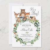 Rustic Woodland Animals Baby shower Neutral Boy Kaart (Voorkant)