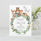 Rustic Woodland Animals Baby shower Neutral Boy Kaart (Staand voorkant)