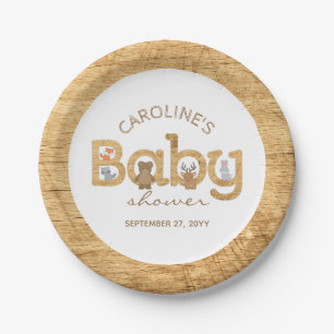 Rustic Woodland Animals Baby shower Papieren Bordje