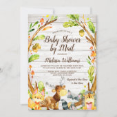 Rustic Woodland Animals Baby shower per post Kaart (Voorkant)