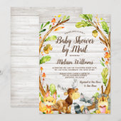 Rustic Woodland Animals Baby shower per post Kaart (Voorkant / Achterkant)