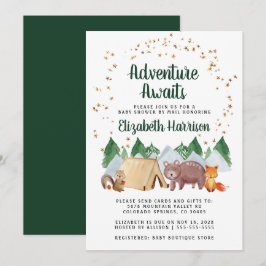 Rustic Woodland Animals Baby shower per post Kaart