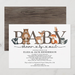 Rustic Woodland Animals Baby shower per post Kaart