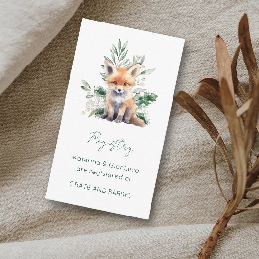 Rustic Woodland Animals Baby shower Registry Informatiekaartje