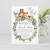 Rustic Woodland Animals Baby shower van Mail Boy Kaart (Staand voorkant)