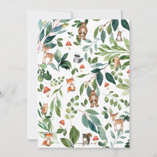 Rustic Woodland Animals Baby shower van Mail Boy Kaart (Achterkant)