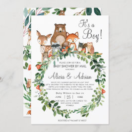 Rustic Woodland Animals Baby shower van Mail Boy Kaart