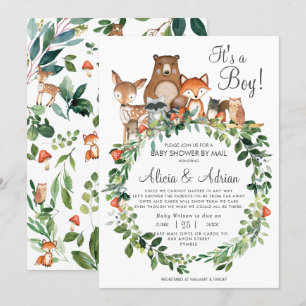 Rustic Woodland Animals Baby shower van Mail Boy Kaart