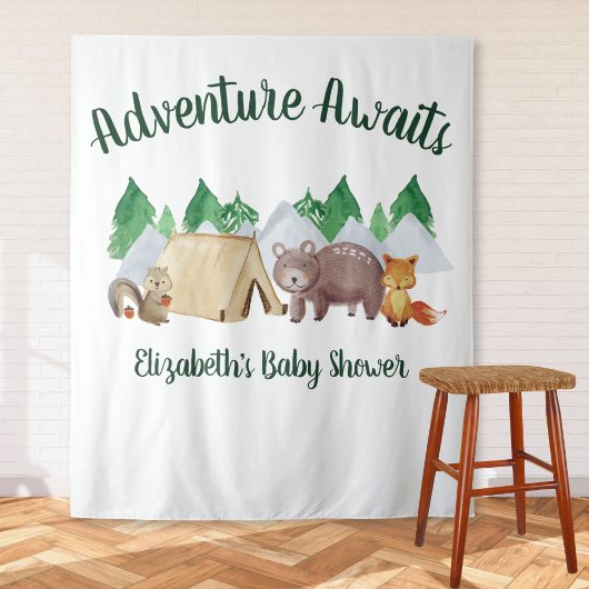 Rustic Woodland Animals Baby shower Wandkleed