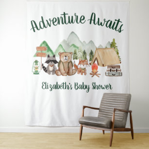 Rustic Woodland Animals Baby shower Wandkleed
