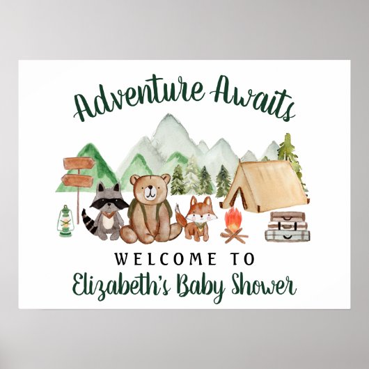 Rustic Woodland Animals Baby shower Welkom Poster (Voorkant)