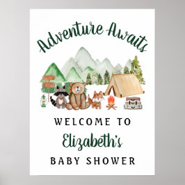 Rustic Woodland Animals Baby shower Welkomstbord Poster