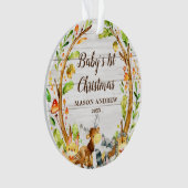 Rustic Woodland Animals Baby's eerste Kerstmis Ornament (voorkant)
