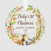 Rustic Woodland Animals Baby's eerste Kerstmis Ornament (voorkant)