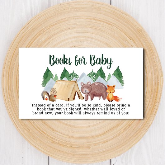 Rustic Woodland Animals Books for Baby shower Informatiekaartje