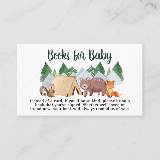 Rustic Woodland Animals Books for Baby shower Informatiekaartje (Voorkant)