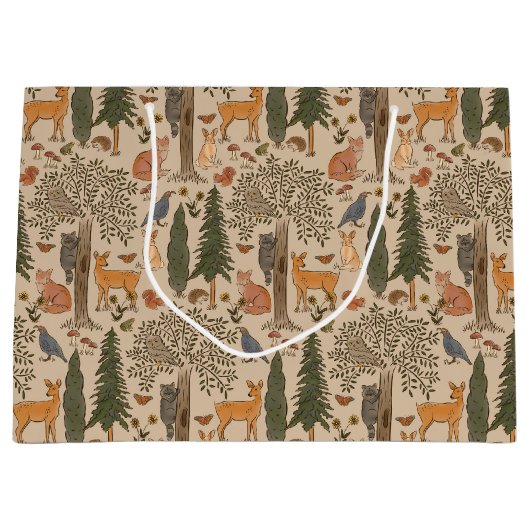 Rustic Woodland Animals Boy Baby shower Groot Cadeauzakje (Voorkant)