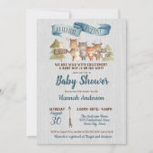 Rustic Woodland Animals Boy Baby shower Kaart (Voorkant)