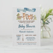 Rustic Woodland Animals Boy Baby shower Kaart (Staand voorkant)