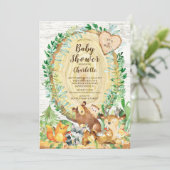 Rustic Woodland Animals Boys Baby shower Kaart (Staand voorkant)