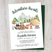 Rustic Woodland Animals Campfire Baby Sprinkle Kaart