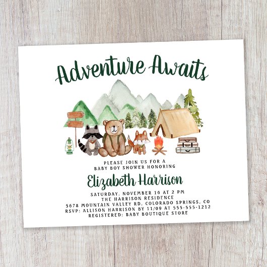 Rustic Woodland Animals Camping Baby shower