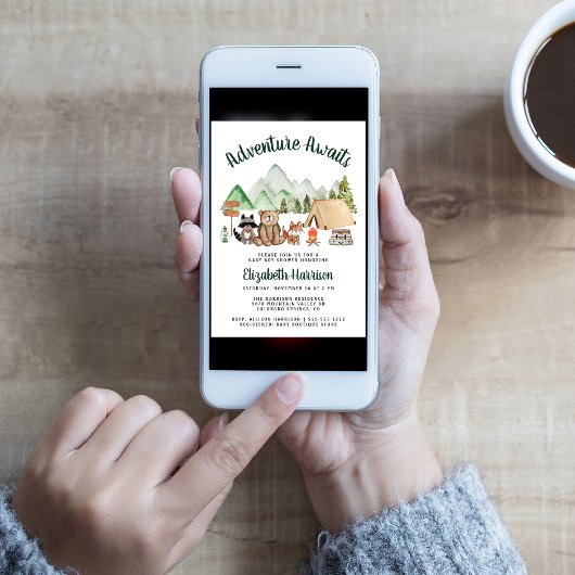 Rustic Woodland Animals Camping Baby shower Kaart