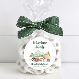 Rustic Woodland Animals Camping Baby shower Ronde Sticker