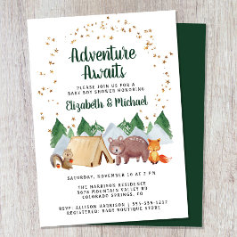 Rustic Woodland Animals Couples Baby shower Kaart