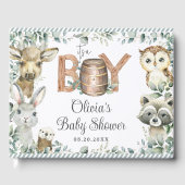 Rustic Woodland Animals Greenery Boy Baby Shower  Gastenboek (Voorkant)