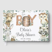 Rustic Woodland Animals Greenery Boy Baby shower Gastenboek (Voorkant)