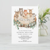Rustic Woodland Animals Greenery Boy Baby shower Kaart (Staand voorkant)