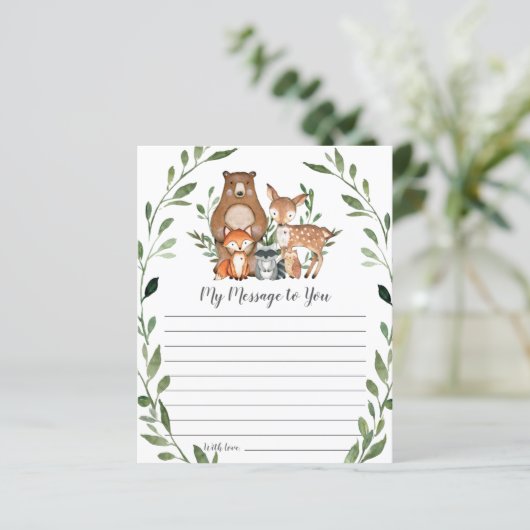 Rustic Woodland Animals Greenery Message Kaart (Staand voorkant)