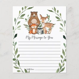 Rustic Woodland Animals Greenery Message Kaart