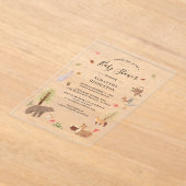 Rustic Woodland Animals Herfst Baby shower Acryl Uitnodigingen (Laagn)