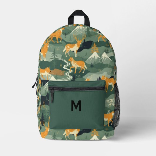 Rustic Woodland Animals Mountain Forest Backpack - Bedrukte Rugzak (Voorkant)