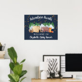 Rustic Woodland Animals Night Baby shower Welcome Poster (Thuiskantoor)