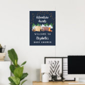 Rustic Woodland Animals Night Baby shower Welcome Poster (Thuiskantoor)