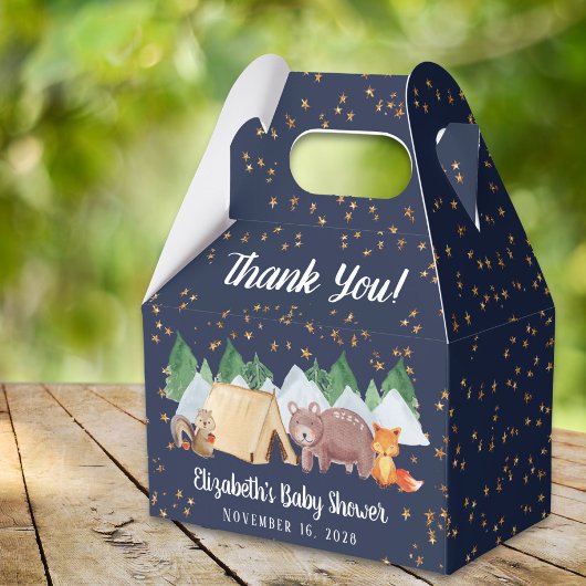 Rustic Woodland Animals Night Camping Baby shower Bedankdoosjes