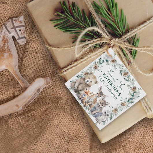 Rustic Woodland Animals Schattige Baby shower Dank Bedankjes Labels