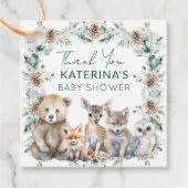 Rustic Woodland Animals Schattige Baby shower Dank Bedankjes Labels (Voorkant)