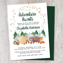 Rustic Woodland Animals Virtual Baby shower Kaart