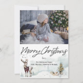 Rustic Woodland Animals Waterverf kerstfoto Kaart (Voorkant)