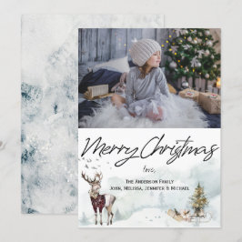 Rustic Woodland Animals Waterverf kerstfoto Kaart