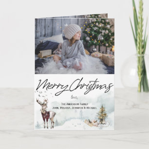 Rustic Woodland Animals Waterverf kerstfoto Kaart